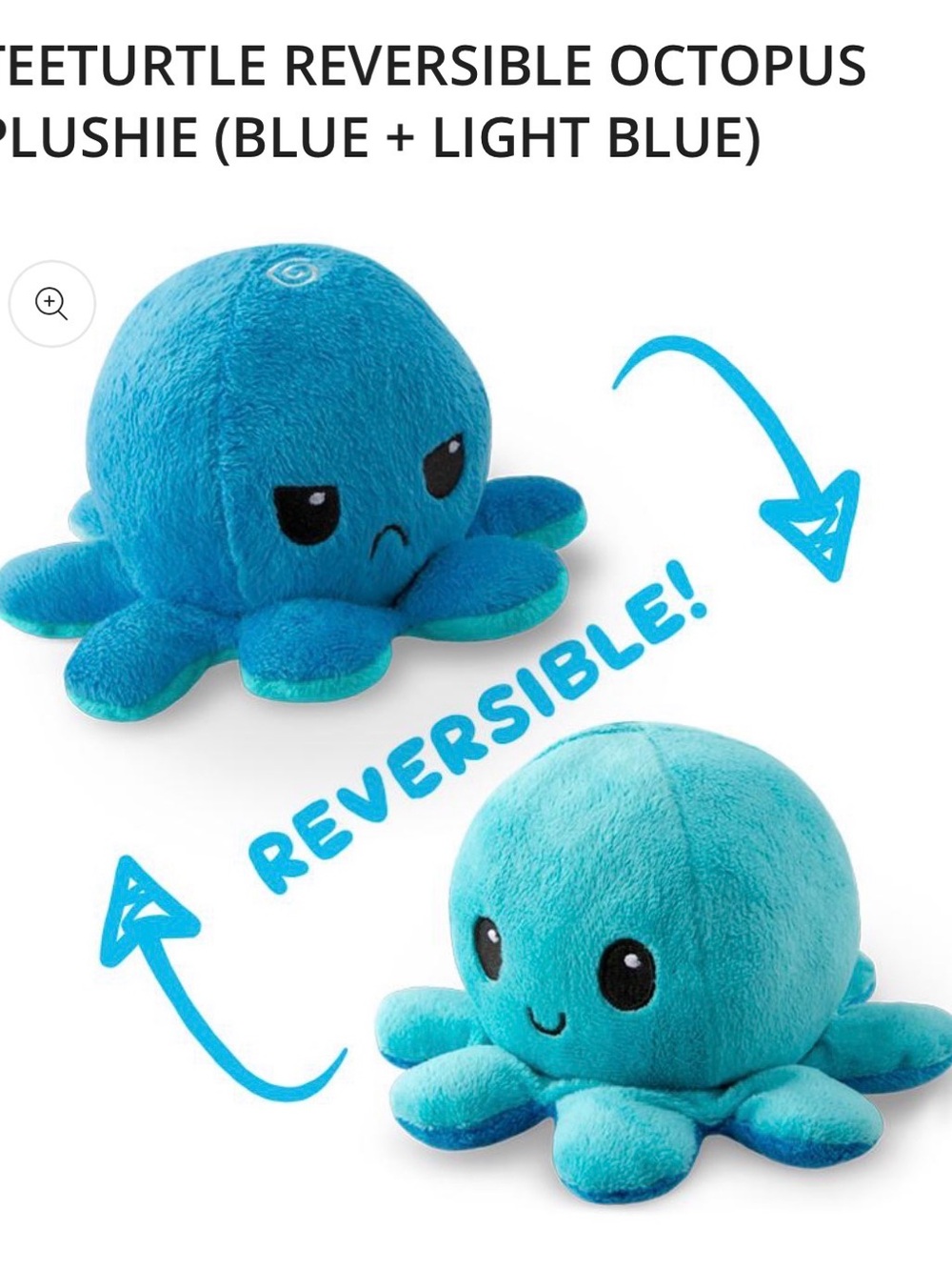 Reversible Octopus Plush Toy - Blue & Light Blue
